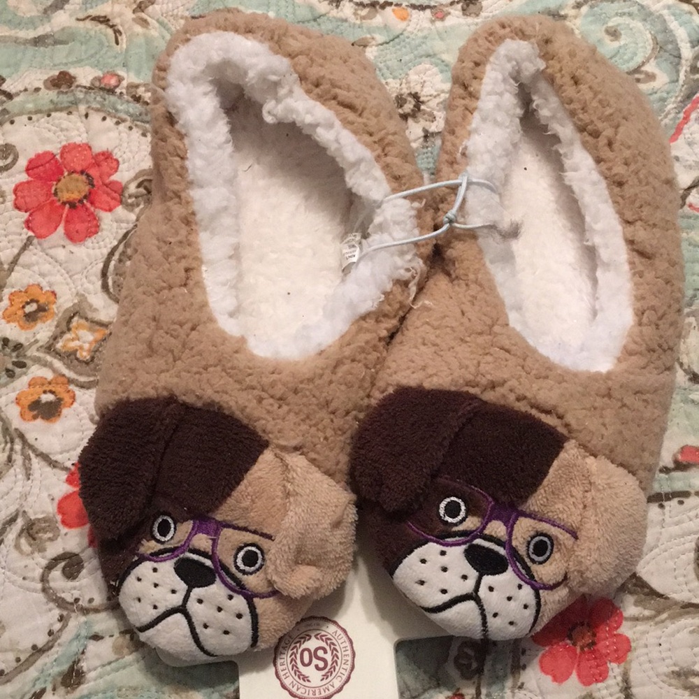 Dog slippers with glasses